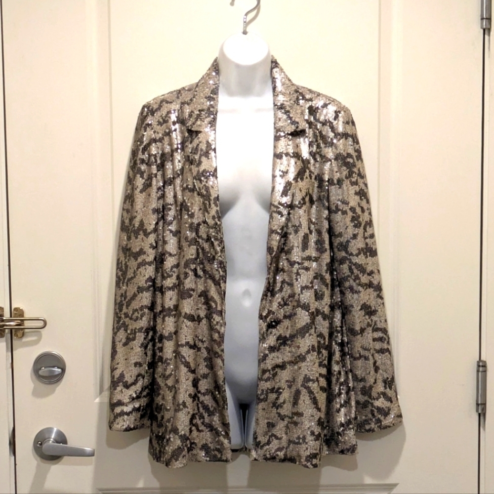 EUC Maeve by Anthropologie S Jordyn Sequined Snap Front Blazer - Picture 5 of 9